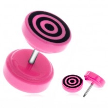 Fake acryl plug - pink color and black rings