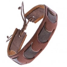 Caramel leather bracelet with dark stripe