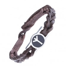 Brown bracelet - braid with runic letter "Z"