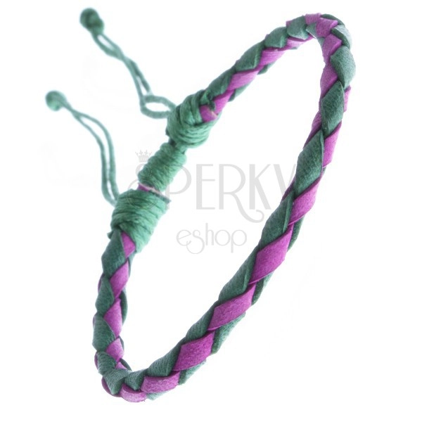 Round braid bracelet - fuchsia and green