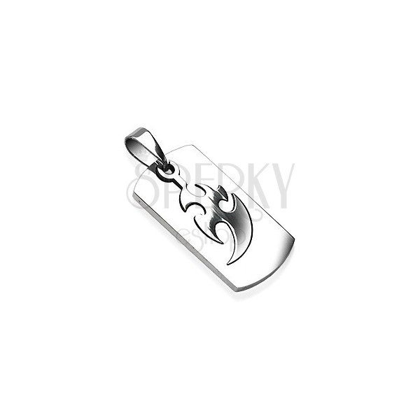 Stainless steel tag with tribal symbol