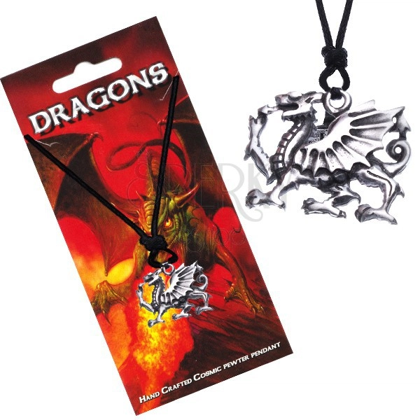 String necklace - hollow pendant, dragon 