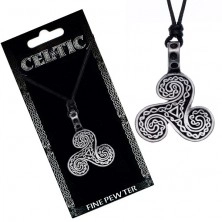 Black necklace - string, Celtic waves 