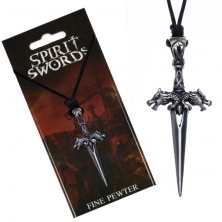 String necklace - glossy sword with dragon heads