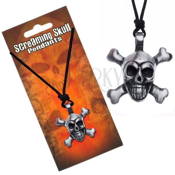 String necklace - skull pendant with crossed bones
