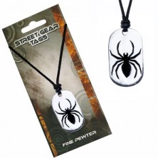 Necklace on string, metal spider pendant