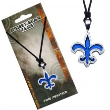 String necklace with blue pendant Fleur de Lis