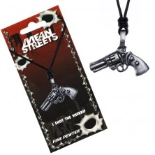 Black string necklace - revolver pendant