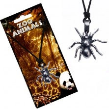 String necklace, metal tarantula pendant