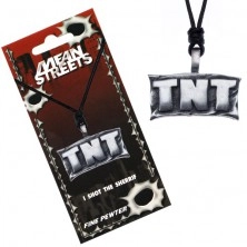 String necklace metal pendant - panel with inscription "TNT"