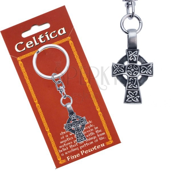 Patina keychain - Celtic cross with circle and ornaments