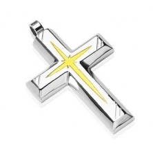 Cross - silver pendant with golden engraving