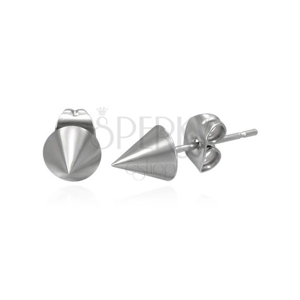 Earrings made of surgical steel in shape of cone