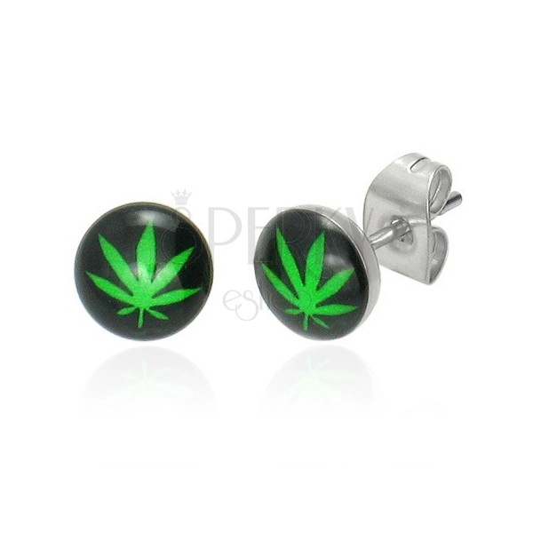 Steel studs with marijuana motif