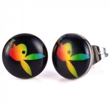 Earrings made of steel - rainbow-coloured rabbit
