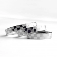 Chessboard pattern stainless steel ring