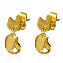 Stud earrings from surgical steel – golden cat