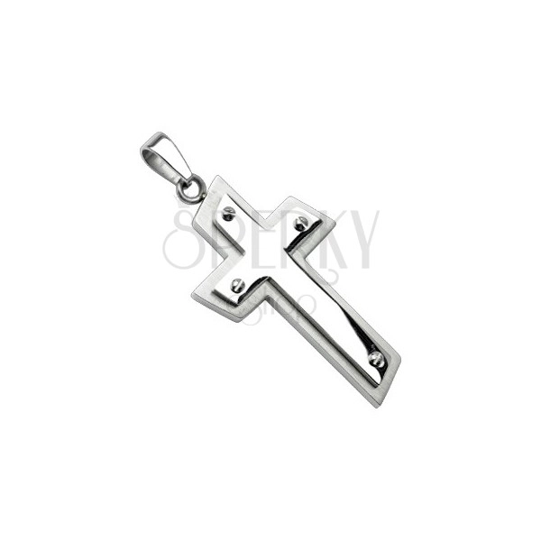 Steel pendant - cross with emerging cross in the center