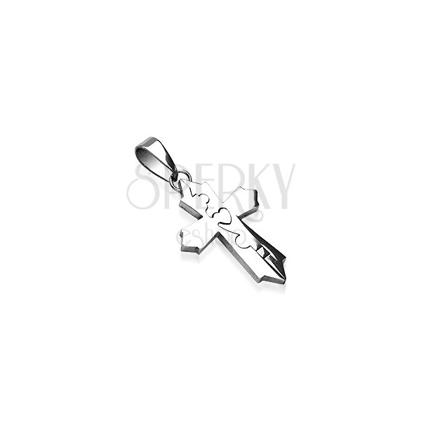 Surgical steel pendant - cross divided into two parts