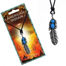 String necklace with Indian feather and blue eyes