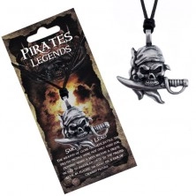 String necklace - black with pirate skull of a thug