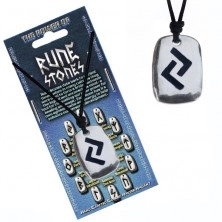 Necklace with string and metal tag, rune Jera