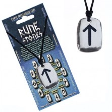 String necklace and metal pendant - black rune sign "power"