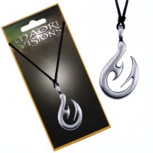 String necklace - glossy metal pendant, hook