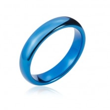 Tungsten band ring with round edges, dark blue, 4 mm