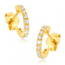 Gold earrings 585 - stud zircon semicircles