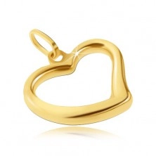 Gold pendant 585 - shiny heart with irregular line