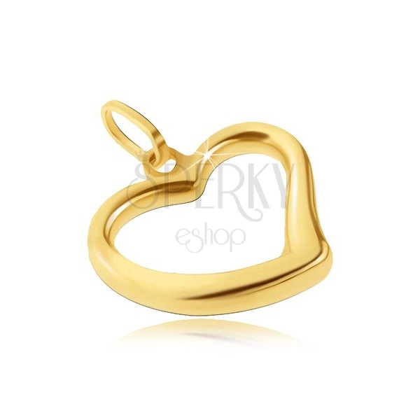 Gold pendant 585 - shiny heart with irregular line