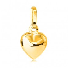 585 gold pendant - 3D heart with shiny surface and notch