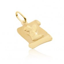 Pendant made of gold 585 - matt parchment with kneeling angel