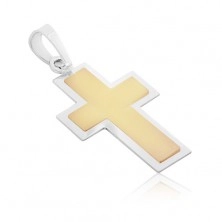 Pendant made of 14K gold - two-tone cross with matt centre