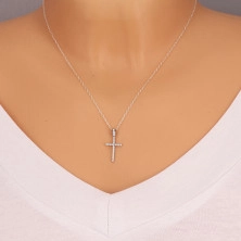Gold pendant - white cross inlaid with small zircons