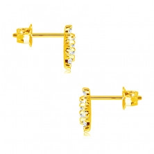 Earrings made of 14K gold - oval sparkling zircon flowers