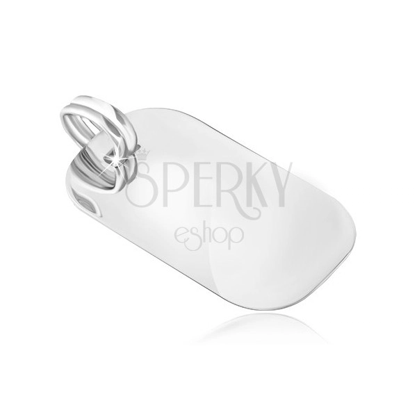 Pendant made of white gold - tag with mirror-shine and bent edges