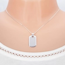 Pendant made of white gold - tag with mirror-shine and bent edges