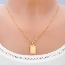 Gold 14K pendant - smooth rectangular plate with shiny frame