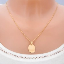 Pendant made of 14K gold - shiny oval tag with matt strap
