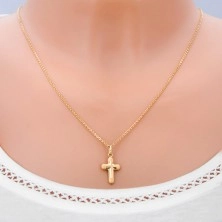 Gold pendant - thick cross with matt round ends of bars