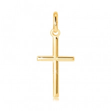 Pendant made of gold 14K - narrow cross with thin X in the middle