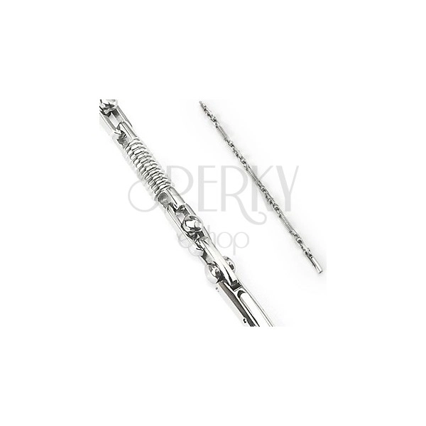 Surgical steel bracelet - spring and movable cylinder