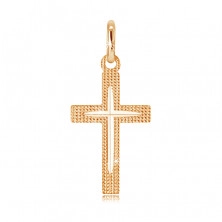 Pendant made of gold 14K - shimmering Latin cross with narrow notch
