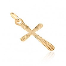 Pendant made of gold - cross with rounded bars and mirror-like spots