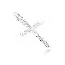 Pendant made of white gold 14K - cross with thin mirror-like spots