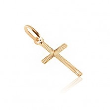 Gold pendant - cross with prolonged arm and dissected surface