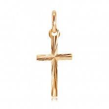 Gold pendant - cross with prolonged arm and dissected surface