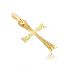 Gold pendant - cross with bifurcate arms with rays